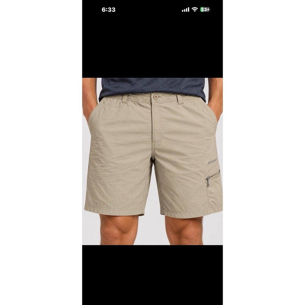 Simms Guide Series Fishing Shorts Mens L Beige Nylon Cargo Outdoor Hiking (T1)